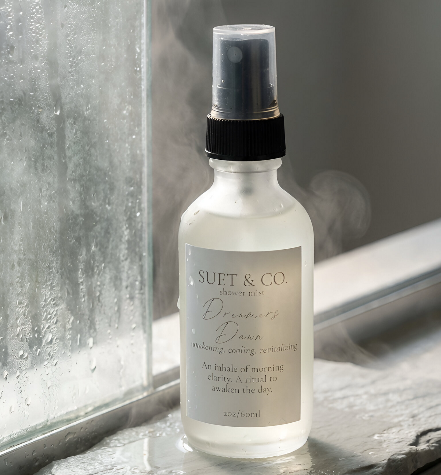 Dreamers Dawn aromatic shower mist bottle